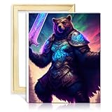 LiHEQING Paintting Shield Warrior Bear - Kit de pintura por números con 3 pinceles y pinturas acrílicas, imagen artística para decoración del hogar, sin marco (50 x 65 cm)