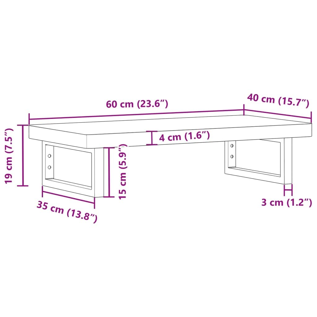 Estantería para lavabo de pared de acero y madera de acacia, 60 x 40 cm, 2 soportes, ahorra espacio, resistente, versátil para baño y lavabo
