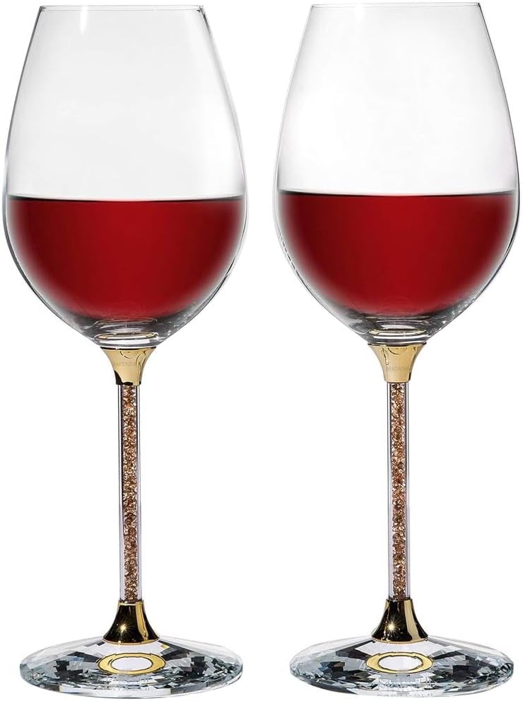 Matashi Crystal Wine Glasses Set of 2 (18.5 oz) - Clear Crystal Filled Stem, Luxury Decorative Wine Glass Gift Set for Wedding, Anniversary, Elegant Red & White Wine Glasses