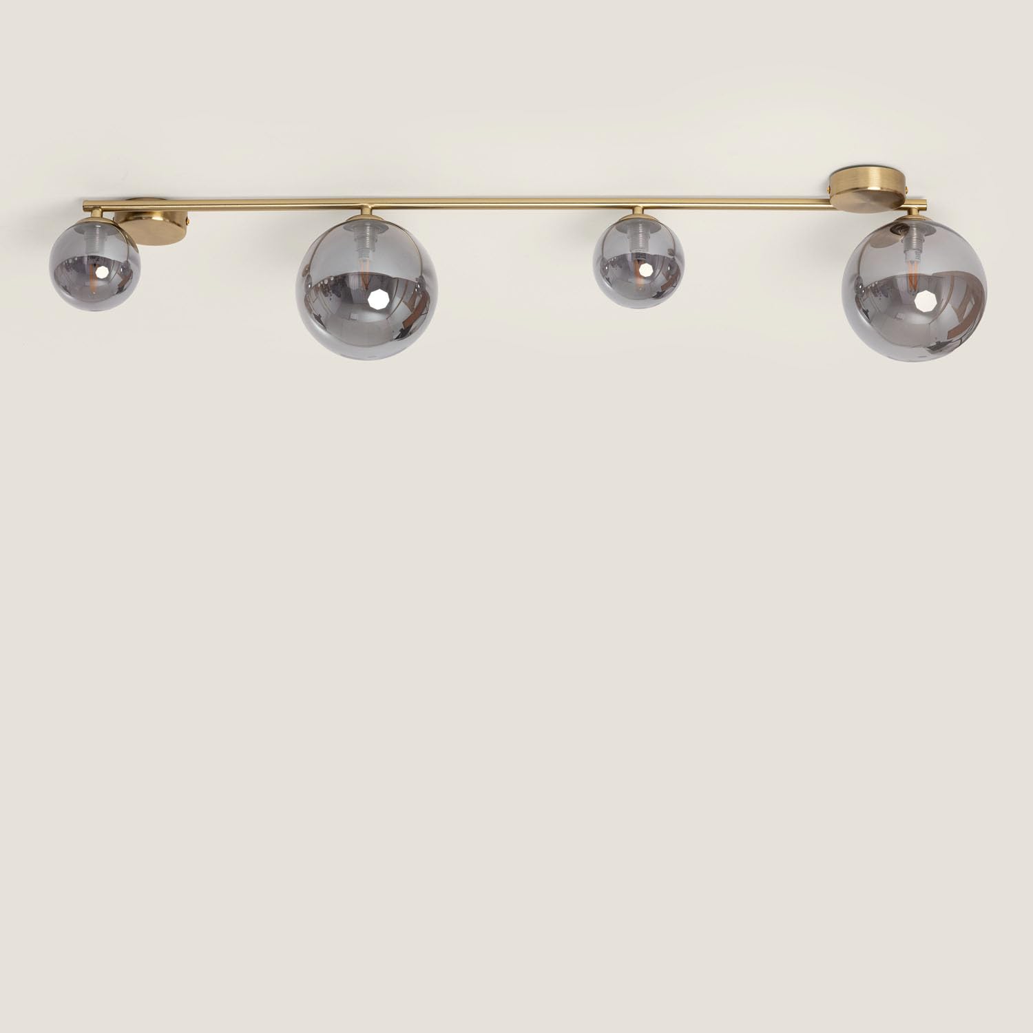 LEDKIA Lampadario in Metallo e Vetro Moonlight Brass 4 punti luce Grigio Sm | Design Elegante | Compatibile con Lampadine G9 | Ideale per Soggiorno e Camera, Grigio Smoke
