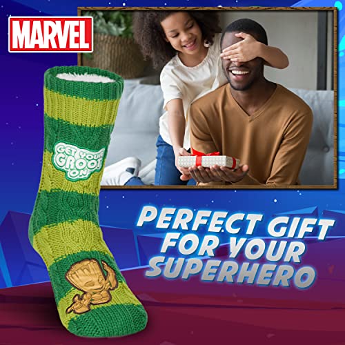 Marvel Pluizige Sokken, Heren pantoffelsokken, Zwart, Panther Thor, Warme Gebreide Sokken - Afbeelding 3