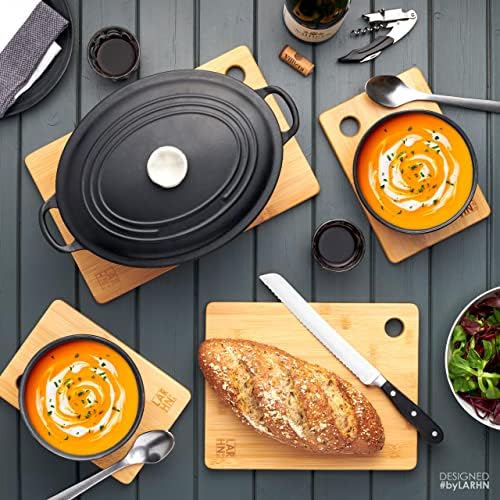 LARHN Premium Extra-Thick Wooden Chopping Boards - 3 Piece Bamboo Chopping Board Set - 33x22cm / 28x22cm / 22x15cm - Ideal for Carving Meat, Cutting Vegetables, Cheeses and Bread
