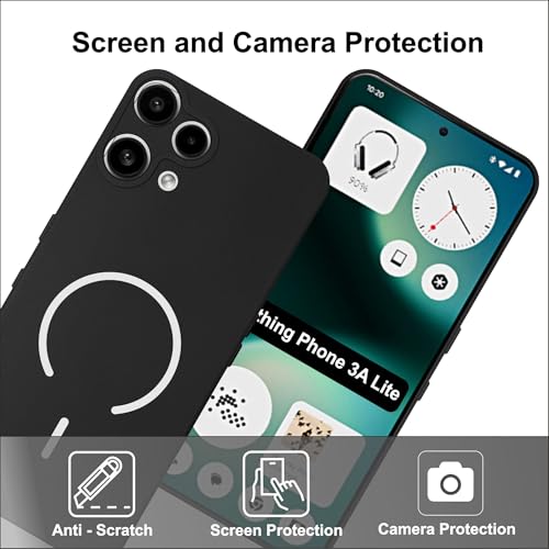 Image of SBMS Silicone Back Cover Case for Nothing Phone 3A Lite | Soft Micro-Fibre Lining Inside | Magsafe Print On Back Side Camera Protection Bump | Shockproof Case Nothing 3A Lite (Black)