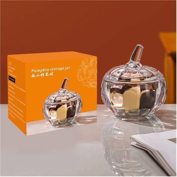 Pumpkin Style Transparent Glass Candle Jar with Lid 750ml | Glass Lid Included, Pumpkin Design, 750ml Capacity, Transparent Glass, Candle Making-image-5