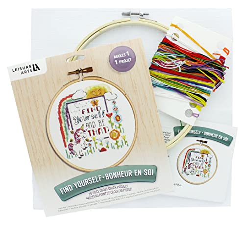 LEISURE ARTS Cross Stitch Kits 7" Find Yourself Cross Stitch Kit