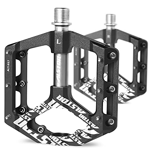Alston Non-Slip Mountain Bike Pedals,Ultra Strong Colorful Cr-Mo CNC MachinedÂ 9/16" 3 Sealed Bearings for Road BMX MTB Fixie Bikes (Black+Tit)