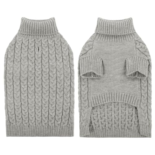 Hundepullover für Große Hunde Hundepulli Winter Warm Hunde Pullover Rollkragen Strickpullover Hundemantel Hundepulli für Corgi,Golden Retriever Wintermantel Hunde Warme Hundekleidung Grau,XXL