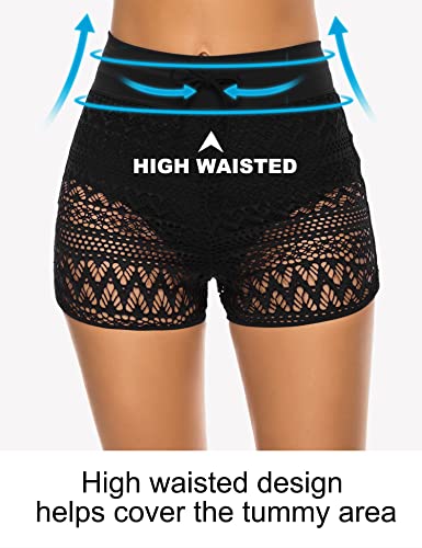 Women's Swim Shorts High Waisted Bathing Suit Lace Bottoms Swimsuit Bottoms Swimwear Bikini Board Shorts4
