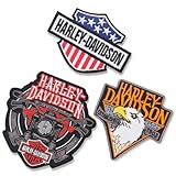 Generic Small Harley Iron-on Embroidered Patches Emblem Set of 3 Pieces for Jacket/Vest BikerMotorcycle Patch