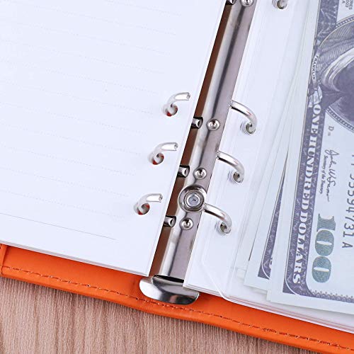 Antner A6 Pu Leather Notebook Binder (Orange) Bundle | 12 Pieces A6 Size Binder Pockets #TOP3