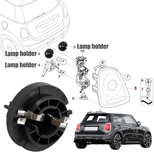 KACEPAR Rear Tail Lamp Light Bulb Holder Socket,for MI/NI CO/O*PER 2007-2015,Part Number: 63 21 2 756 177, 63212756177 - Image 3