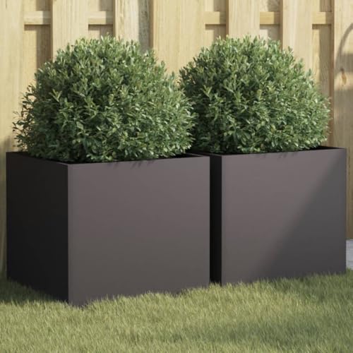 Somanki Jardineras 2 Unidades Acero Laminado en frío Negro 42x40x39 cm, Huerto Urbano Terraza, Jardineras Exterior, Jardineria Maceteros, Mesa De Cultivo, Huerto En Casa - 841548