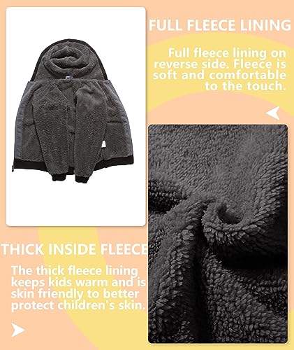 Image of V VALANCH Boys Hoodie Zip Up Fleece Lined Jacket Warm Sherpa Hooded Sweatshirts for Boys Girls 6-15 Years
