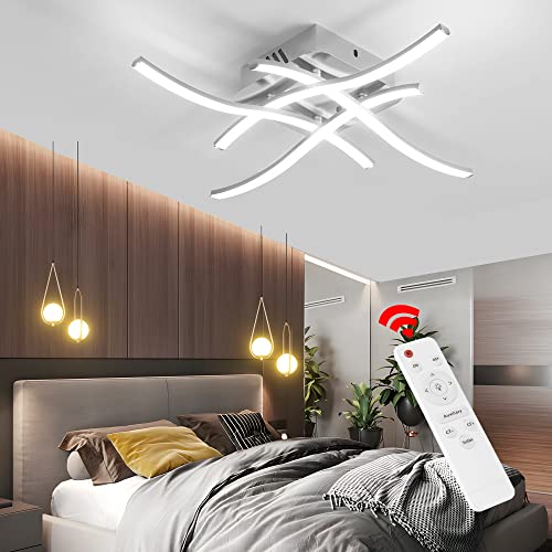 OTREN Lámpara de Techo Regulable, 28W 2240LM Moderno Plafon Led Techo con Mando a Distancia, 4 paneles LED Incorporados Luz Techo para Dormitorios Cocina, 35cm, 3000K-6000K Cover