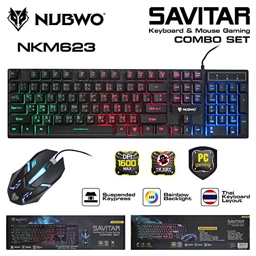 Image of NUBWO NKM-623 SAVITAR Gaming Keyboard and Mouse Wired Set (Black)