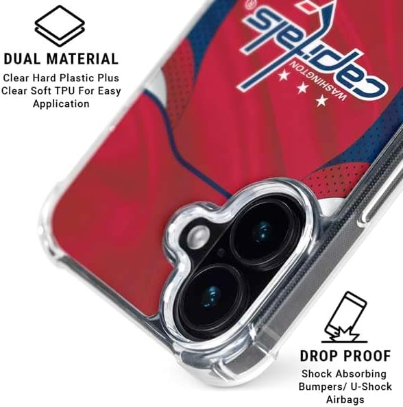 Skinit Clear Phone Case Compatible with iPhone 16 - Officially Licensed NHL Washington Capitals Home Jersey Design