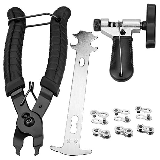 TDDL Outil Professionnel Réparation de Chaîne Vélo, Ensemble D'outils de Vélo Pince de Chaîne, Séparateur de Chaîne Universel, Indicateur d'usure de Chaîne Avec 6 Connecteur de Maillon de Chaîne