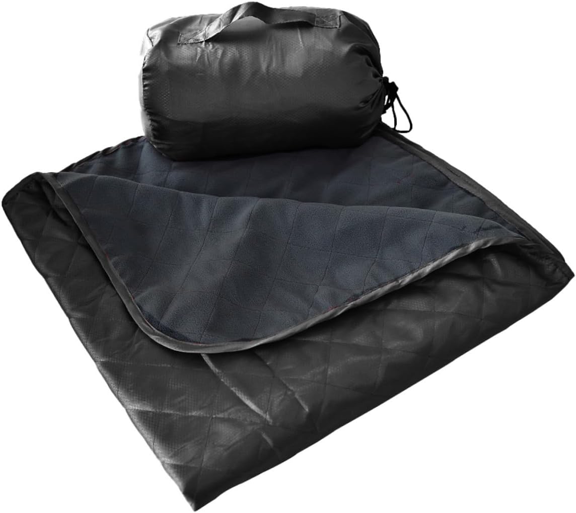 NOLITOY Foldable Fleece Blanket Waterproof Camping Blanket Picnic Mat Sandproof Outdoor Nap for Hiking Beach Use in Black