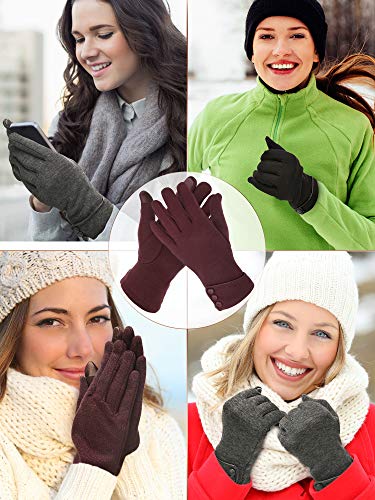 Image of Patelai 3 Pairs Womens Gloves Winter Touchscreen Texting Phone Windproof Gloves Warm Fleece Lined Cold Weather