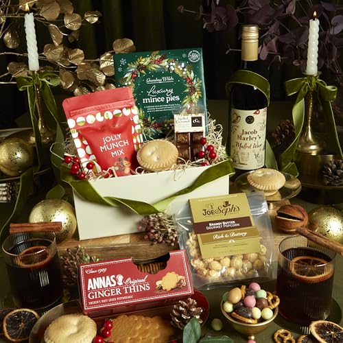 Festive Night In Gourmet Food & Mulled Wine Hamper – Christmas Hamper for Couples, Friends & Family with Luxury Mince Pies, Popcorn & Artisan Sweet Treats – Clearwater Hampers & Gourmet Gifts - Image 3