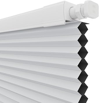Changshade Custom No Drill No Tools Cordless Cellular Shades Blackout, 1.5 Honeycombs Blinds for Window, Room Darkening Cellular Shades, Thermal Insulated Blinds for Indoor Windows, White