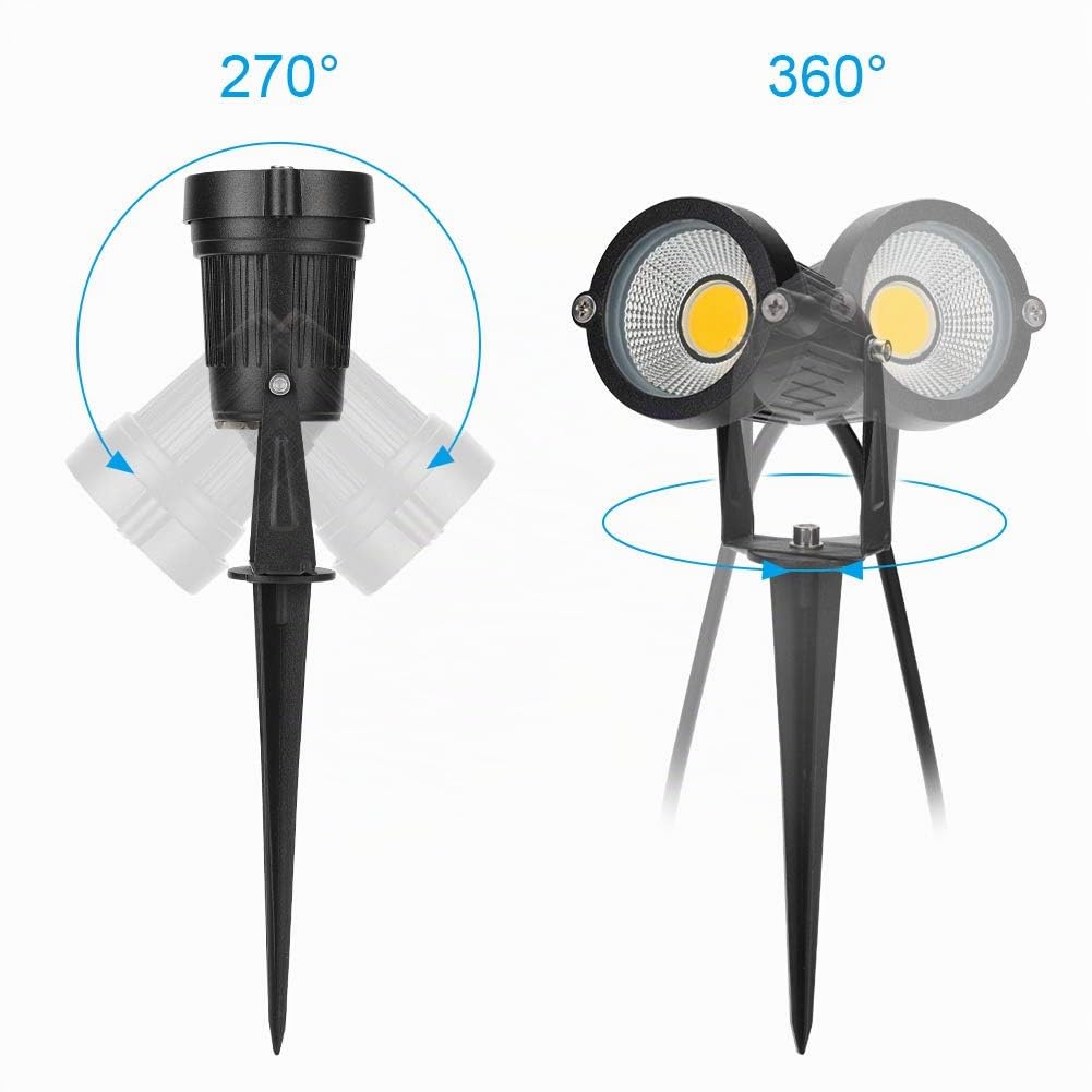 BLOOMWIN 4PCS COB Faretto da Giardino Proiettore LED Spot con Picchetto Esterno IP65 Bianco Caldo 5W 500LM 220V per Esterno Giardino