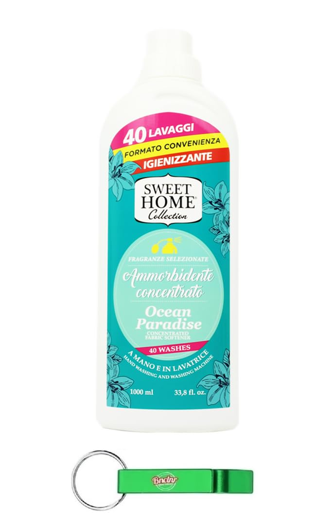 Sweet Home Ammorbidente Concentrato Ocean Paradise, ammorbidente concentrato, 40 lavaggi, 1000 ml + portachiavi Beni Culinari