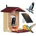 Bird Feeder with Camera, 2.5K HD Smart Bird Feeder Cam Outdoor with AI Recognition, Instant Arrival Alerts, Auto Capture Birds Videos, IP66 Waterproof Solar Powered, Ideal Gift (Red)
