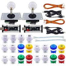 SJ@JX Arcade Game DIY Kit 2 Player Zero Delay USB Encoder Button Joystick Controller for Retro Raspberry MAME Jamma NES PC Windows