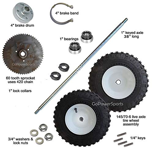 Go-Kart Live Axle Kit, 40" axle 14"-15" Tall Tires