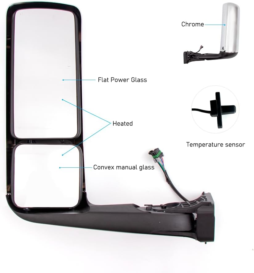 Fit for Truck International LT625 Chrome Door Mirror Left Driver Side LH