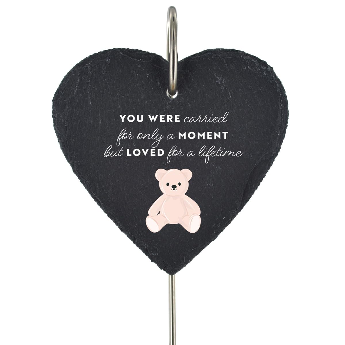 Global Designs Baby Child Grave Stick Marker Plaque Ornament Slate Heart Memoriel Bear Sentimental Tribute Graveside Decor 25x11cm