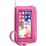 携帯バッグ 携帯ポーチ スマホポーチ スマホバッグ スマホケース i-Phone 12 Pro Maxに適用 盗難防止 クレジットカードの盗難防止 MINI携帯バッグ スマホポーチ 入れたまま操作 レディース ショルダー ポシェット ガジェットケース アイフォン ポーチ 携帯入れ 小銭入れ カード収納 大容量 ベルト 斜め掛け 6.9インチ以下携帯電話対応 おしゃれ 財布 (ローズレッド)