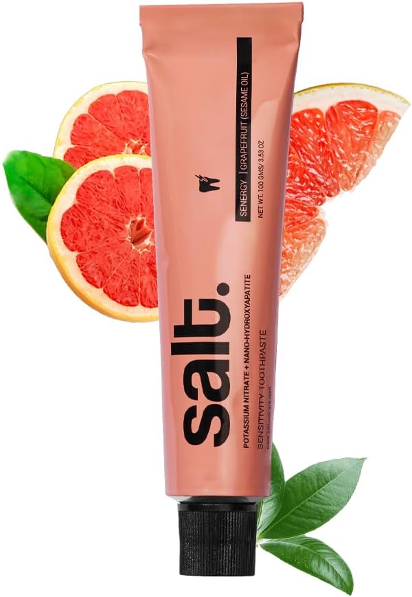 Salt. Oral Care Senergy Sensitivity Toothpaste | Enamel Repair & Sensitivity Relief | Nano-Hydroxyapatite, Turmeric & Sesame Oil | Grapefruit Flavor | 100g