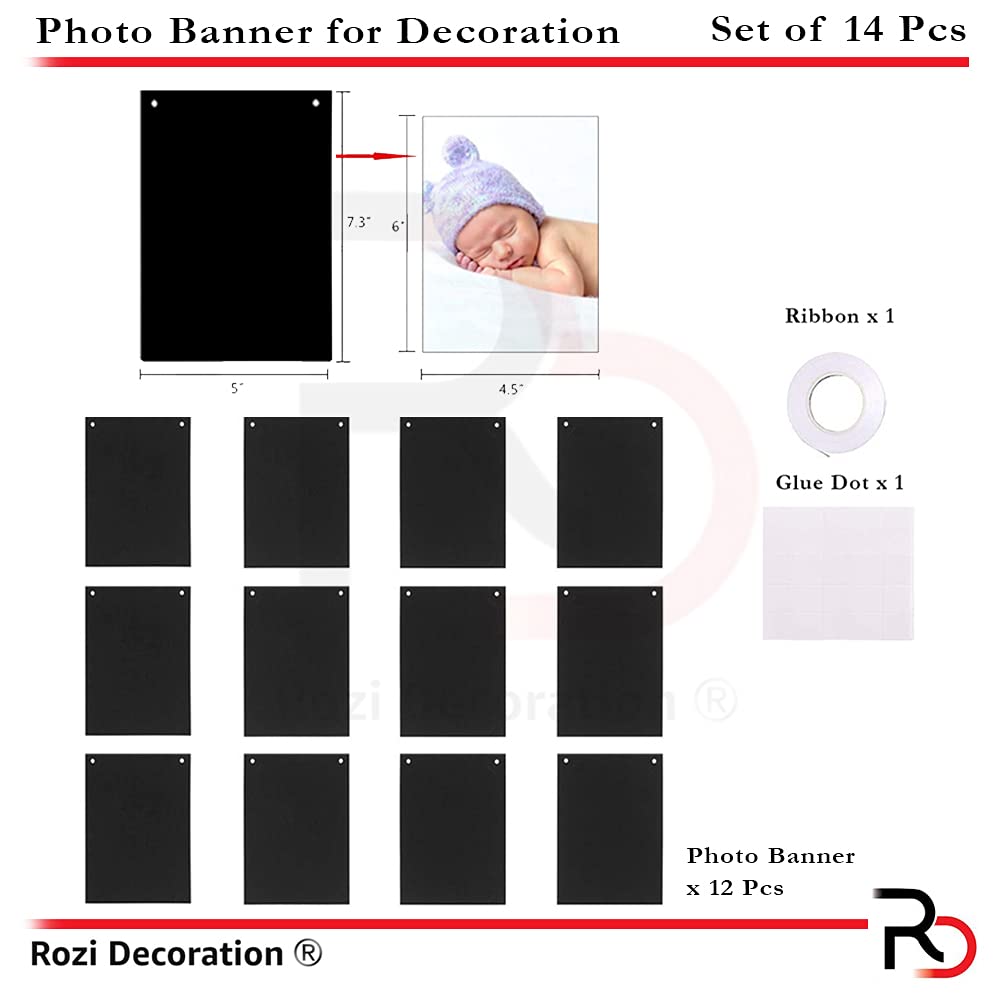 Rozi Decoration Congratulations & Black Photo Bunting Banner for Wedding Anniversary, Graduation Party Decors, Retirement, Achievement Pack of 2 3