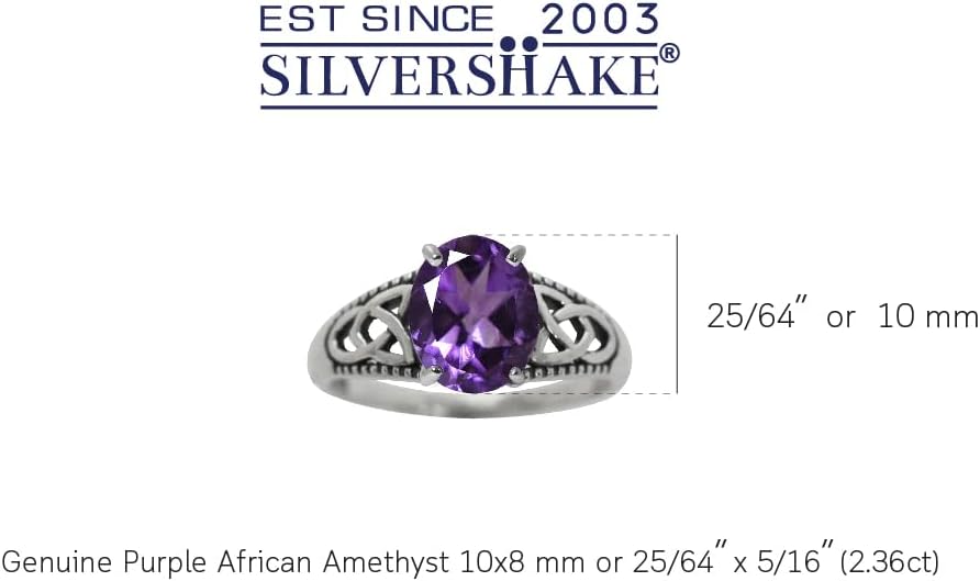 Silvershake 10x8mm Oval Shape Gemstone 925 Sterling Silver Triquetra Celtic Knot Solitaire Ring Jewelry for Women