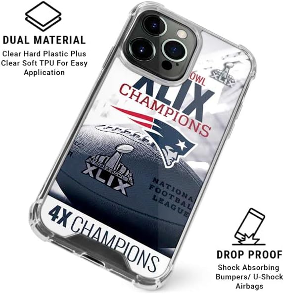 Skinit Clear Phone Case Compatible with iPhone 16 Pro Max - Officially Licensed NFL New England Patriots Super Bowl Champs Design