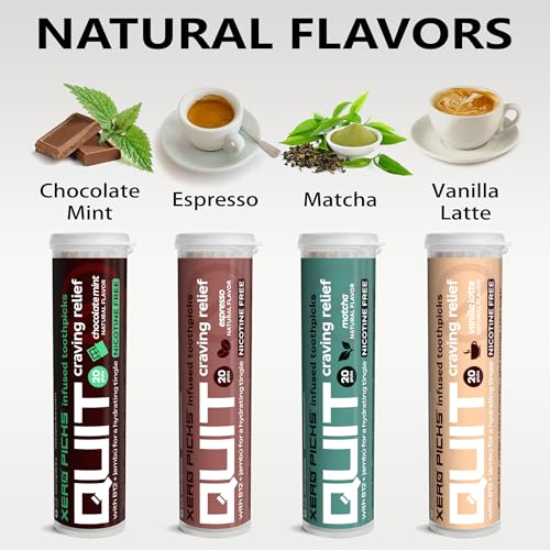 Image of Xero Picks Infused Flavored Toothpicks to Help Quit Smoking - Nicotine Free (Chocolate Mint, 3 Pack) Non-GMO Kosher Vegan