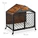 Relaxdays Hundekäfig für Zuhause, Industrial, HBT 73x70x53 cm, Hundemöbel mit Rollen, Zwinger, MDF, Stahl, braun/schwarz