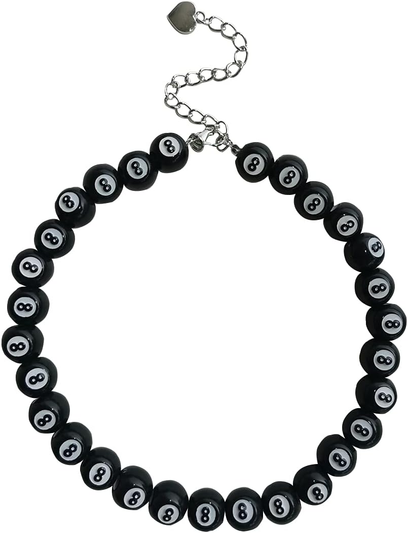 Y2K Billiard 8 Choker Statement Necklace – Gothic Emo Cool Punk Black Chain for Women and Men Y2K Billiard 8 Choker Statement Necklace – Gothic Emo Cool Punk Black Chain for Women and Men