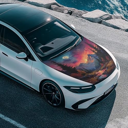 Image of Moon Mountain Car Hood Cover Polyester Elastic Fabrics Can be Washed Suitable for Large SUV and Pickup Trucks