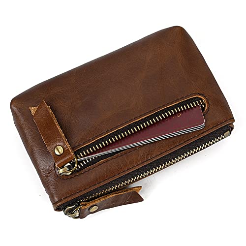 Wugebud 1 Pcs Leather 3 Zipper Coin Purse Wallet With Key Ring, Coin Organizer, Change Holder, Leather Zipper Storage Bag For Men #TOP4