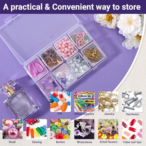 Image of Cosics Bead Organizers and Storage, Clear Plastic Bead Storage Containers with 8 Mini Storage Case for Small Projects, DIY Craft Jewelry, Stickers, False Nails, Screws, Seeds