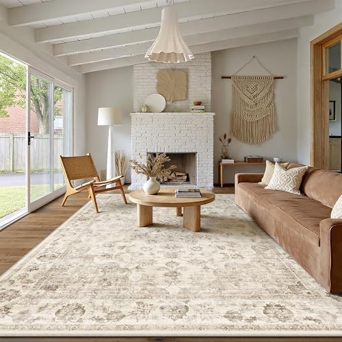 8x10 Area Rug for Living Room Bedroom Beige Medium Pile Soft Neut...