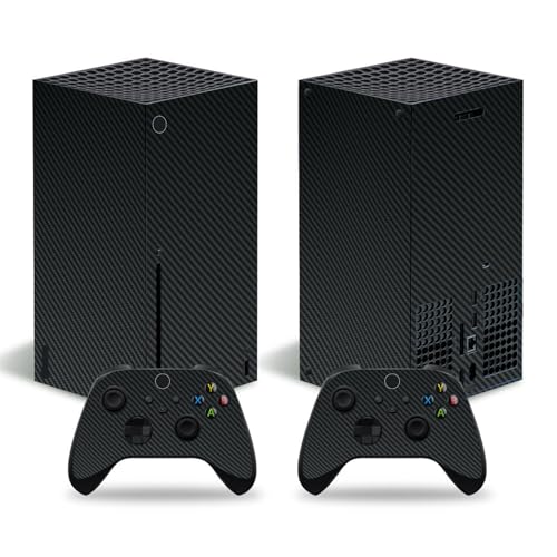 Skin Sticker for Xbox Series X, Vinyl Decal Protective Wrap Cover for Xbox Series X Console and Controller, Full Set Game Console Skin for X Box Series X (Black Carbon Fiber)