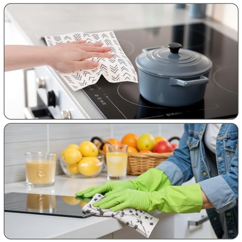 Mabor 5 Stück Schwedische Spültücher Waschbar Schwedisches Spültuch Geschirrtücher Blumen Küchentücher für Lappen Küche Schreibtisch Couchtisch(19,3x17 cm)