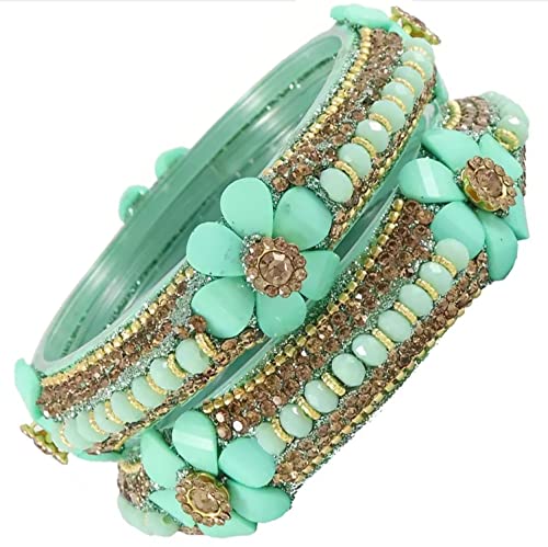 Image of NMII Viral Multi Colour Glass Bangles with Golden Ghungroo Charms & Stone Work For Women & Girls | Fancy Designer Glass Bangle | Traditional Chudi | Kanch Ki Churi | Stylish Ghungroo Bangle For Women