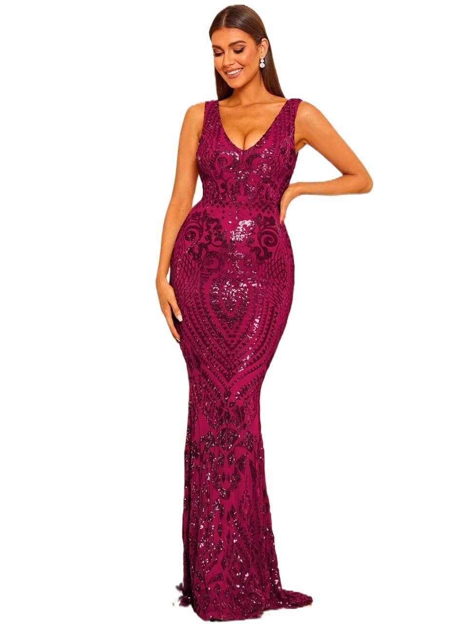 Amazon.com: Women's Dresses Double Neck Floor Length Sequin Prom Dress Dress for Women (Color : Burgundy, Size : Medium) : Clothing, Shoes & Jewelry Amazon.com: Women's Dresses Double Neck Floor Length Sequin Prom Dress Dress for Women (Color : Burgundy, Size : Medium) : Clothing, Shoes & Jewelry