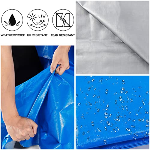 Large Tarps Heavy Duty Waterproof 20x30, Blue Tarp, Waterproof Plastic Poly 16 Mil Thick Tarpaulin with Metal Grommets Every 19.5 Inches - Emergency Rain Shelter, Outdoor Cover, and Camping Use