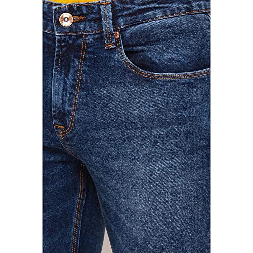 Image of Spykar Dark Wash Cotton Stretch Skinny Fit Mens Jeans (SIZE-30,Blue)